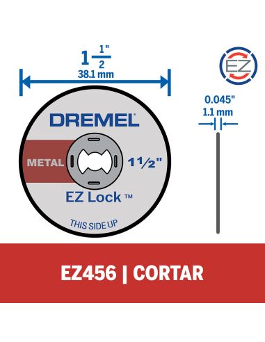 kit Dremel Disco De Corte De 38,1mm Espesor De 1,1 Para Metal - Sistema EZ  Lock Cambio Rápido (Modelo EZ456) - Eberlein